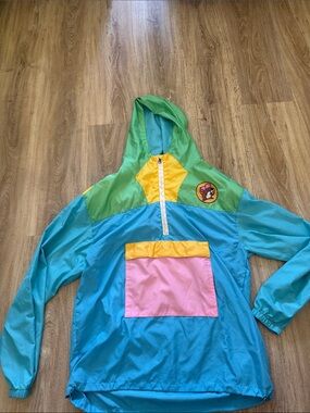 Colorblock Lightweight Windbreaker Jacket in Aqua, Green & Pink